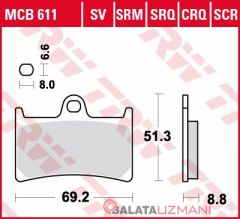 Yamaha FZ8 800 N, NA, S, SA Fazer (2010-> --) Ön Organik Fren Balatasi TRW MCB611*