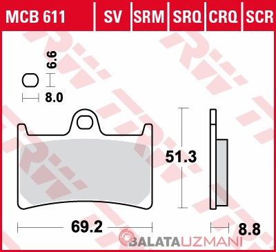 Yamaha MT-10 1000 A, SPA (2016-> --) Ön Sinter Fren Balatasi TRW MCB611SV*