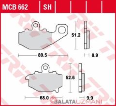 Kawasaki ER-6 650 F, N, ABS (2006->2016) Arka Sinter Fren Balatasi TRW MCB662SH