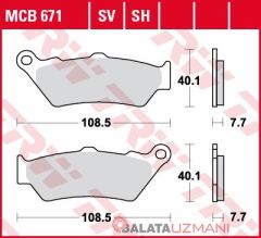 Ducati 1200 Diavel G1 (2011-> --) Arka Sinter Fren Balatasi TRW MCB671SH*