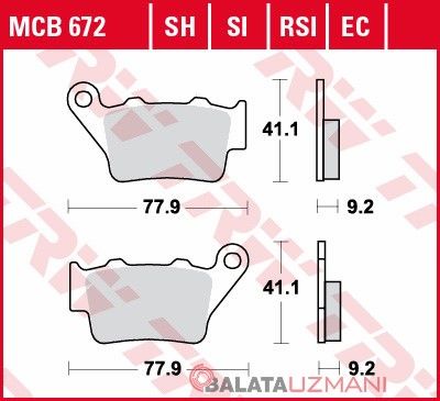 KTM LC4 690 Duke, Duke ABS, Duke R (2008-> --) Arka Sinter Fren Balatasi TRW MCB672SH