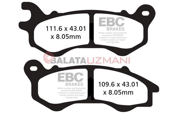 Peugeot Django 150 Allure/ Evasion / S / Sport (190mm Arka Disk) (2014-2018) Karbon Ön Fren Balatasi EBC SFAC603
