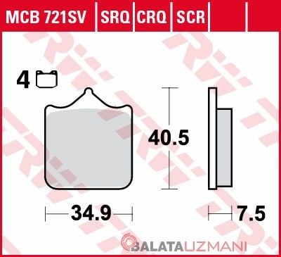 Ducati 749 , R, S (2003->2007) Ön Sinter Fren Balatasi TRW MCB721SV*