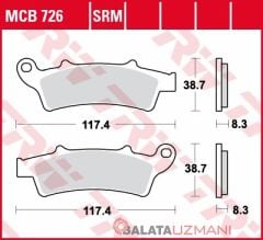 Aprilia 200 Scarabeo (2007->2009) Ön Sinter Fren Balatasi TRW MCB726SRM