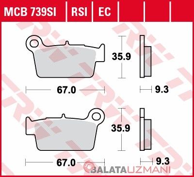 Kawasaki KLX 450 R (2007->2012) Arka Sinter Fren Balatasi TRW MCB739SI