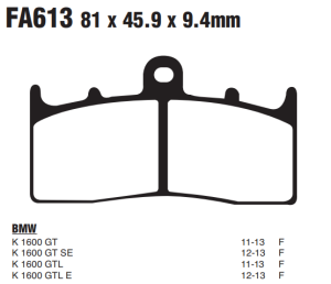 Bmw K1600 GT (fixed bobin) (2011-2014) Ön Sinter Fren Balatasi EBC FA613HH*