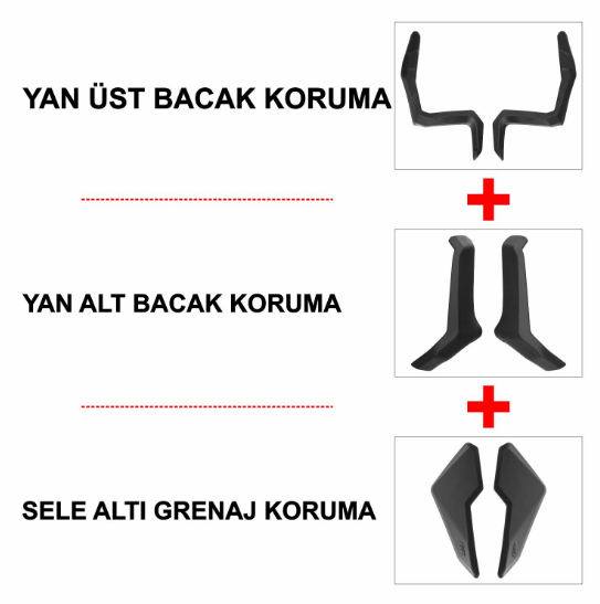 GP Kompozit Honda ADV 350 2023-2024 Uyumlu Üst/Alt Bacak ve Grenaj Koruma Seti Siyah