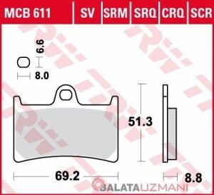 YAMAHA FJR1300 FZ6 FAZER FZ8 FZ1 MT07 MT07 TRACER MT09 MT09 TRACER MT10 TMAX500 TMAX530 XSR700 XSR900 XTZ1200 R1 R6 R1M SİNTERLİ FREN BALATASI