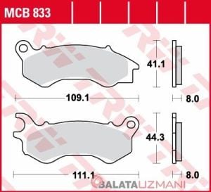 Peugeot Pulsion 125 2023-2025- ön balatası Trw Mcb833ec