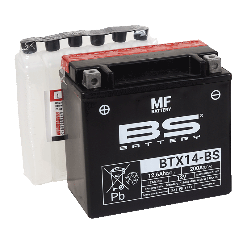 BTX14-BS (YTX14-BS) 12V 12Ah 200CCA 150x87x145 Bs-Battery bak?ms?z-mf motosiklet aküsü