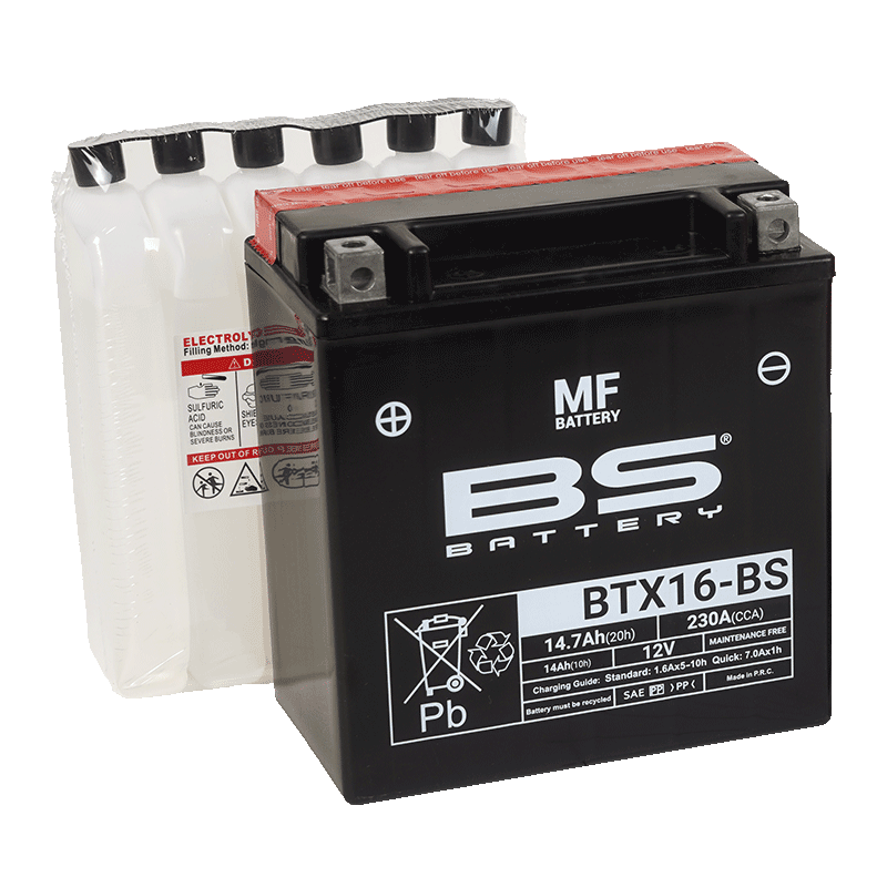 BTX16-BS (YTX16-BS) 12V 16Ah 230CCA 150x87x161 Bs-Battery bak?ms?z-mf motosiklet aküsü