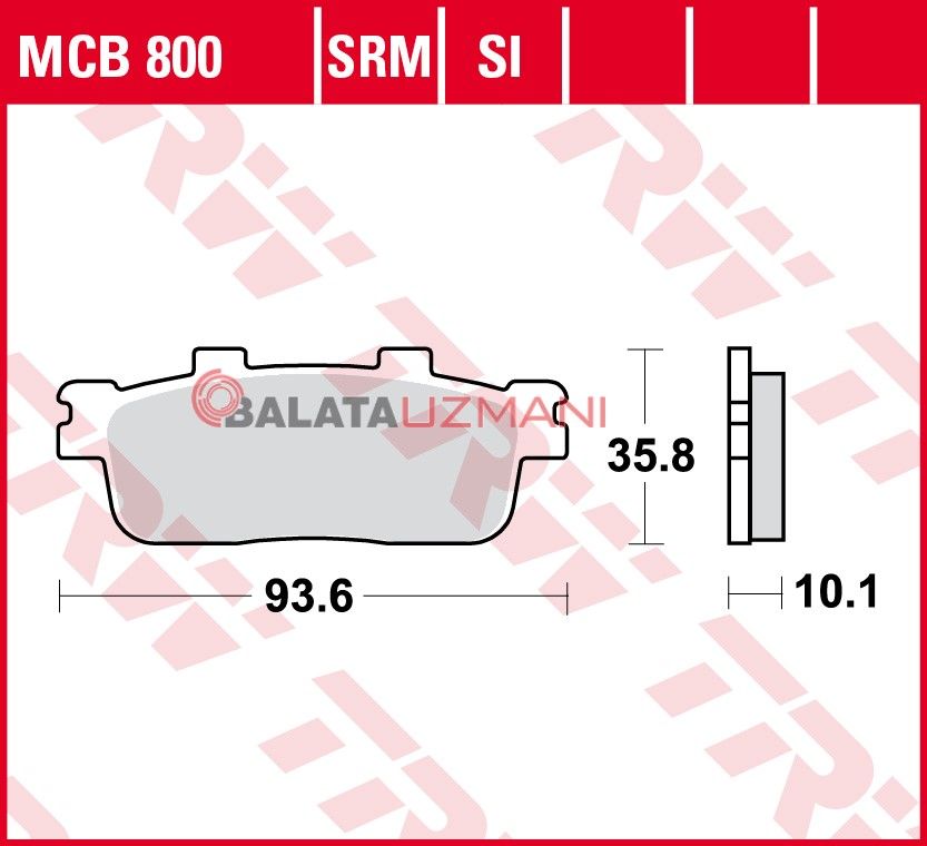 SYM GTS 300 Joymax Sport ABS (2016-> --) Arka Sinter Fren Balatasi TRW MCB800SRM