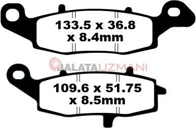 Kawasaki ER-6f ECF/EDS/EEF/EFF/EGF (ABS siz Model) (2012-2016) Sinter Sol Ön Fren Balatasi EBC FA229HH