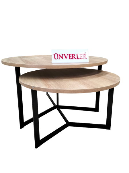 Ünverler Mobilya Oval MDF Zigon Sehpa 2'li