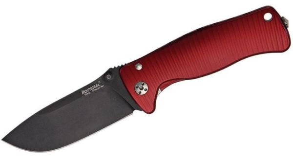 Lionsteel SR2 Aluminium Red handle Black blade Çakı