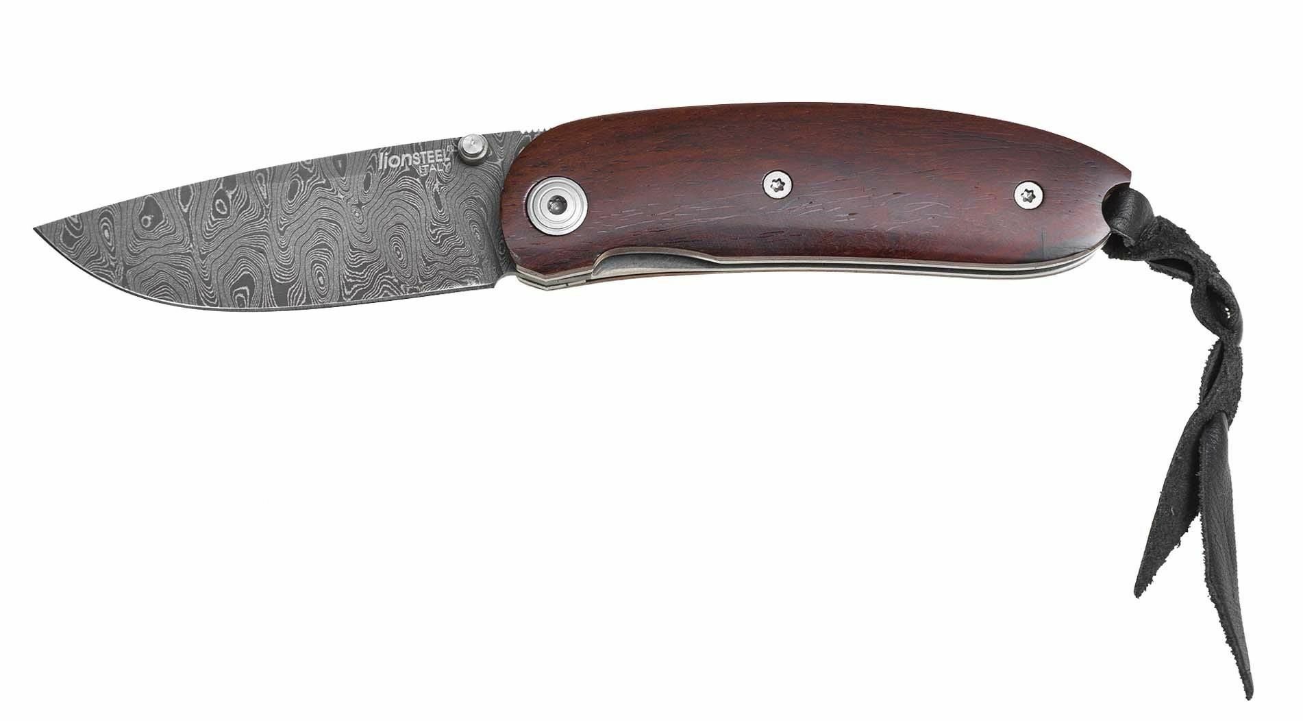 Lionsteel Mini Damascus Santos Wood Çakı