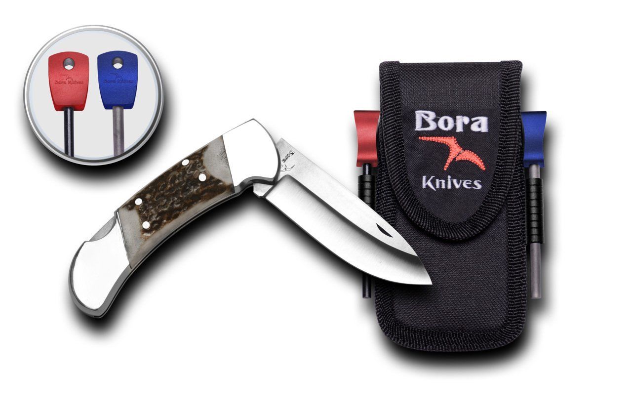 Bora 205 BPS Büyük Boy Yuvarlak Uçlu Boynuz Saplı Çakı Survival Kit