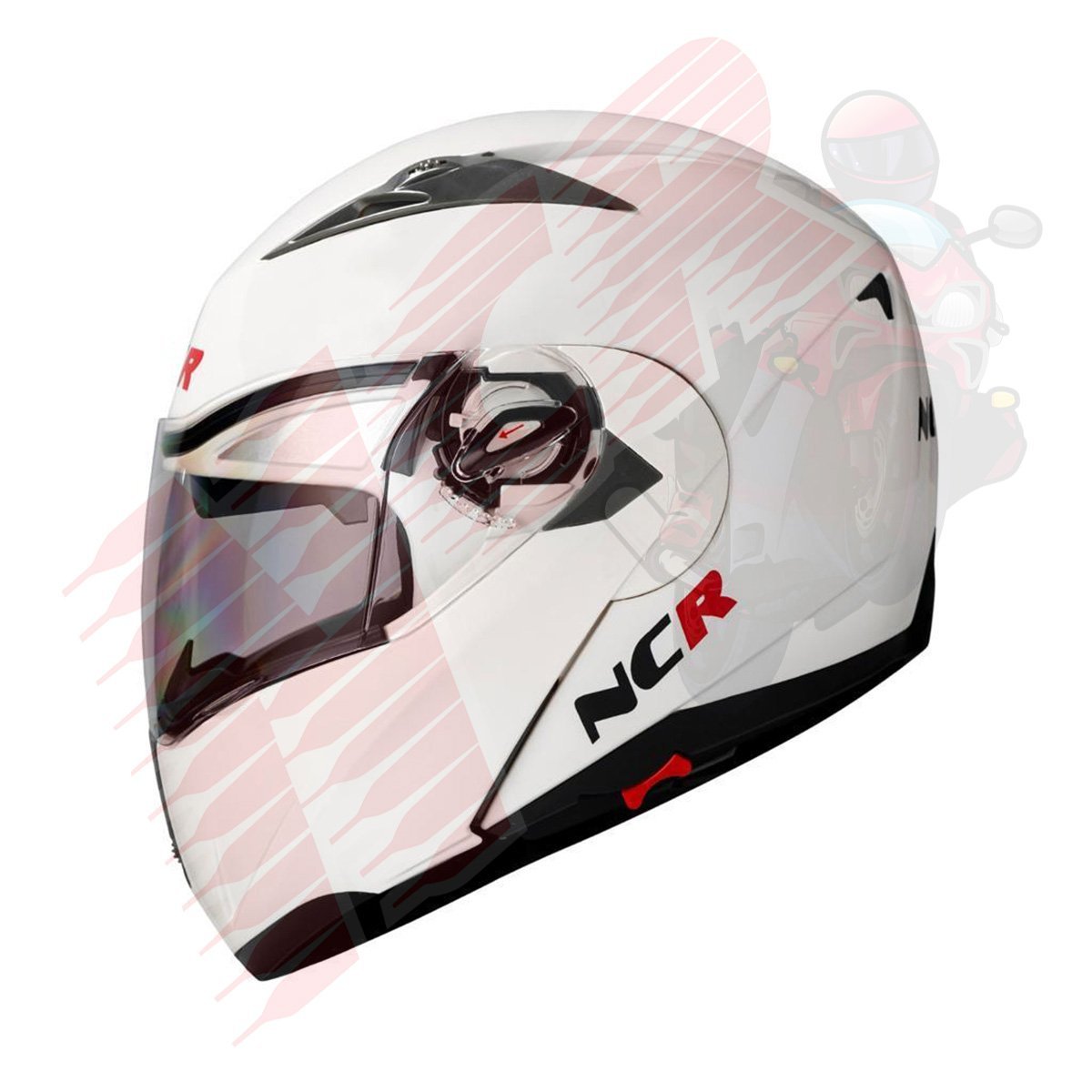 KASK NCR-158 ÇENE AÇILIR GÖZLÜKLÜ E-CE BELGELİ-PARLAK BEYAZ