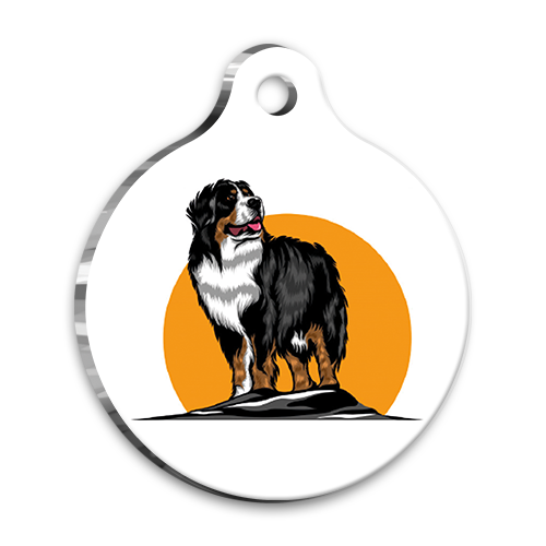 Illustration Bernese Mountain Round Dog Tag