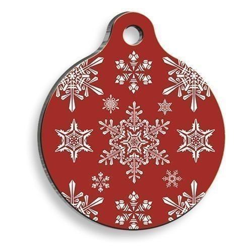 Christmas Series Snow Red Round Cat and Dog Tag