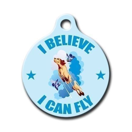 I Can Fly Round Dog Tag