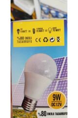6 Adet Enerji Solar Led Ampül 12 Volt 9 Watt E27 Beyaz 70w Eşdeğer