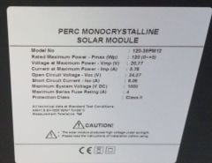 120 W Monokristal Güneş Paneli 120 Watt Monokristal Güneş Paneli