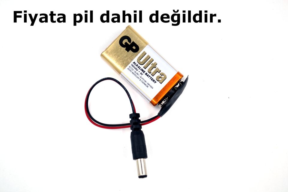 9V Yassı Pilden Elektrik Alma Soketi 2,1mm Erkek DC Jaklı MT-SK65