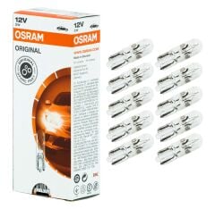12V 2W T5 Dipsiz Gösterge Kadran Ampulü 10 Adet Osram 2722 10X