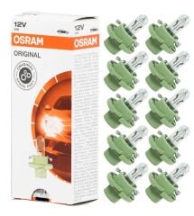 12V 2W Yeşil Soketli Gösterge Kadran Ampulü 10 Adet 2352 Mfx6 10X