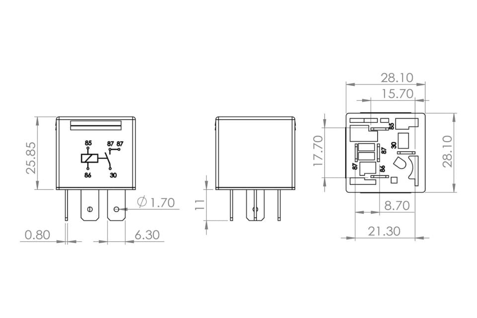 12V 30A Dirençli Mini Röle 5 Fiş Bosch 0332019150