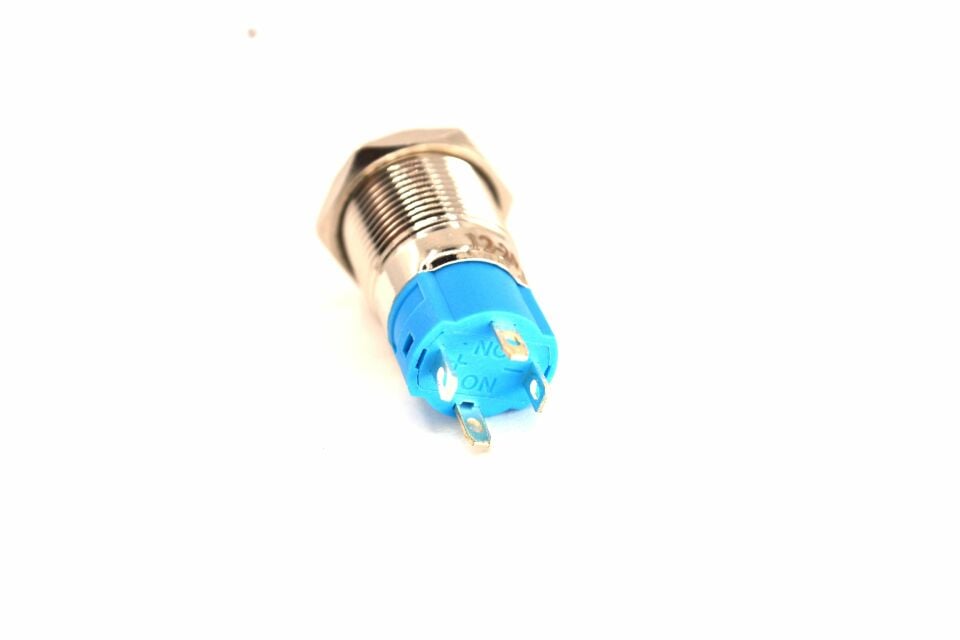 12mm Kalıcı Anahtar 12V 24V Mavi Işıklı Yuvarlak Metal MT-ANK13