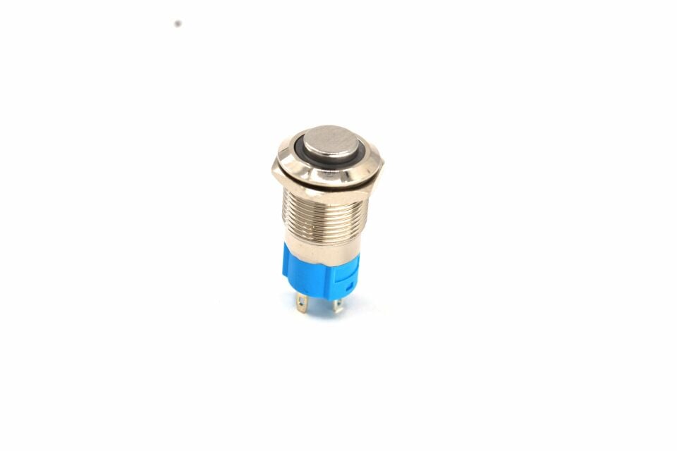 12mm Kalıcı Anahtar 12V 24V Mavi Işıklı Yuvarlak Metal