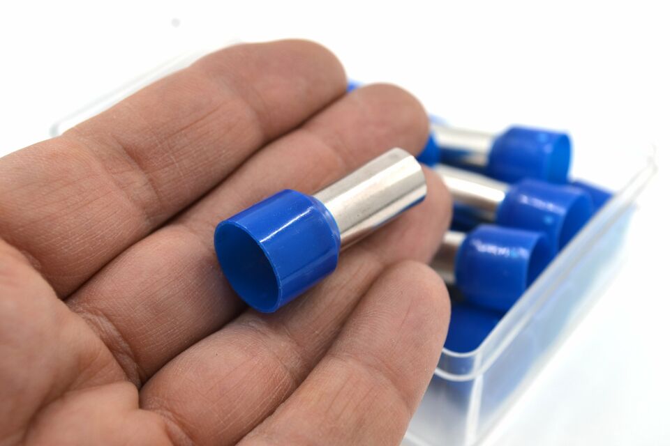 25 Adet 50mm² Kablo Yüksüğü Bakır Mavi Yüksük MT-AKUY50