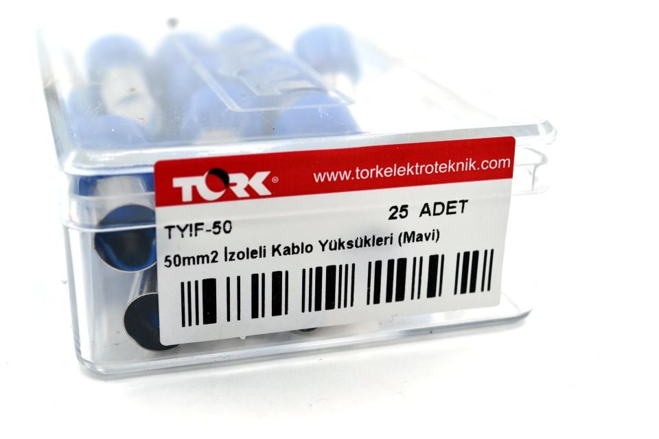 25 Adet 50mm² Kablo Yüksüğü Bakır Mavi Yüksük MT-AKUY50