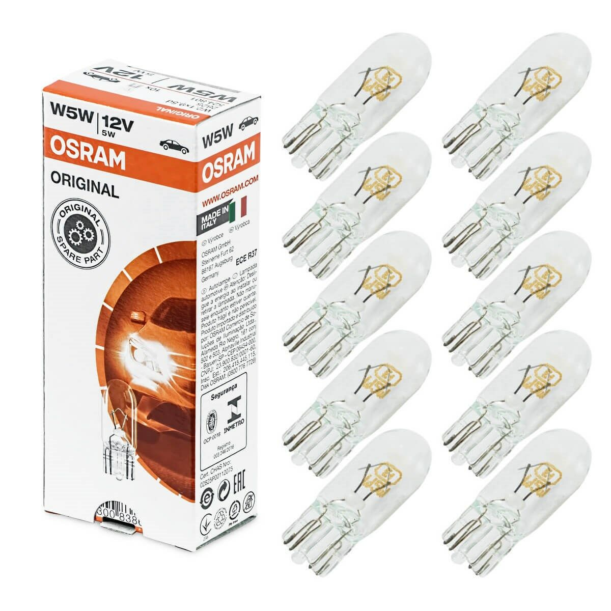 12v T10 W5w Dipsiz Park Gösterge Plaka Ampulü 10 Adet Osram 2825