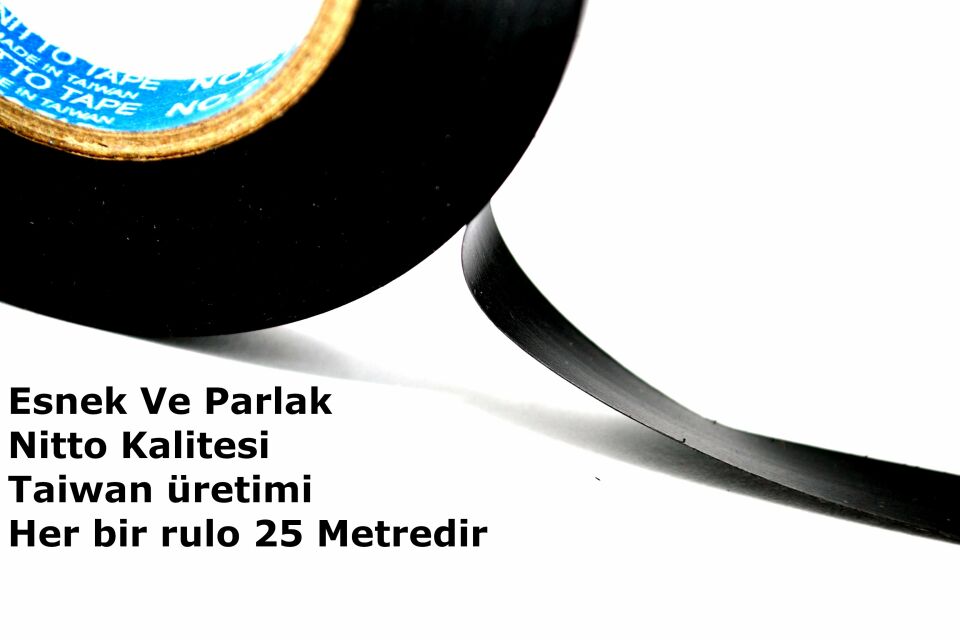 5x25 Metre Esnek Pvc Siyah İzole Bant Elektrik Kablo Bandı Nitto