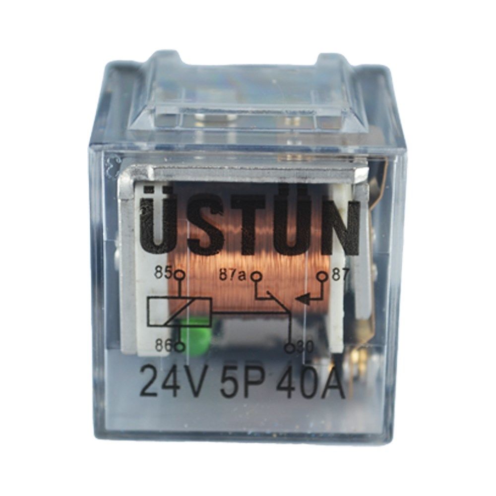 24V 40A 5 Fişli Ledli Dirençli Şeffaf Mini Röle