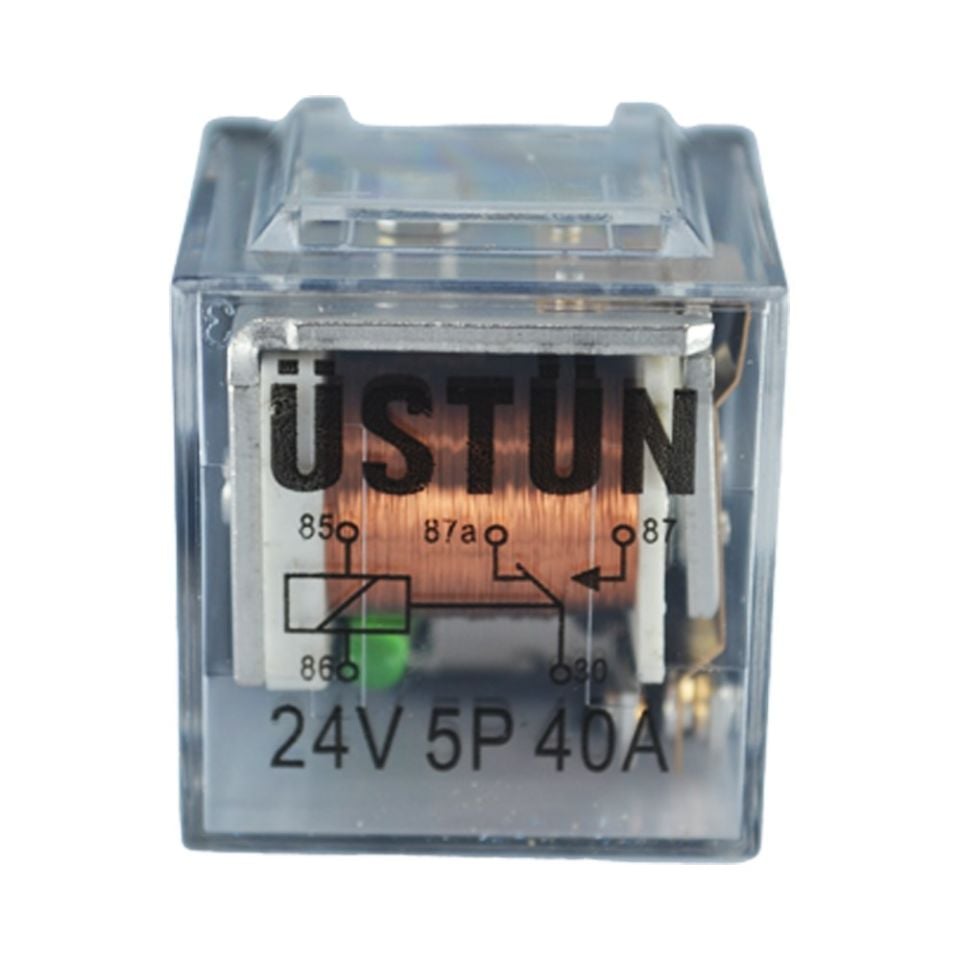 24V 40A 5 Fişli Ledli Şeffaf Mini Röle