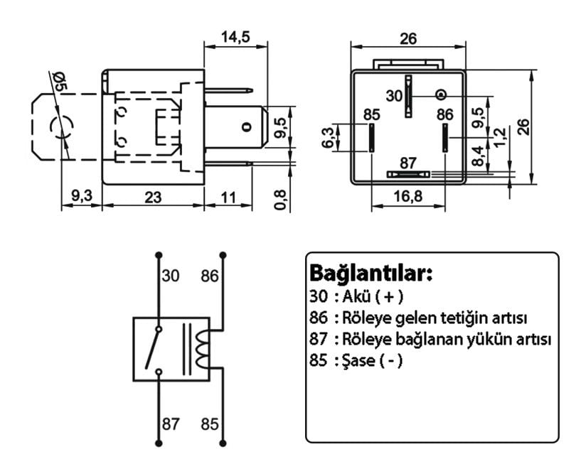 Yüksek Amperli Röle 12V 70A 4 Fişli Mini Güç Rölesi 720170102