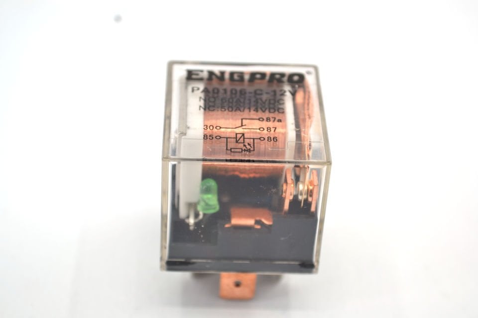 Şeffaf Mini Röle Şeffaf Yeşil Ledli 60A 12V 5 Fişli Eng