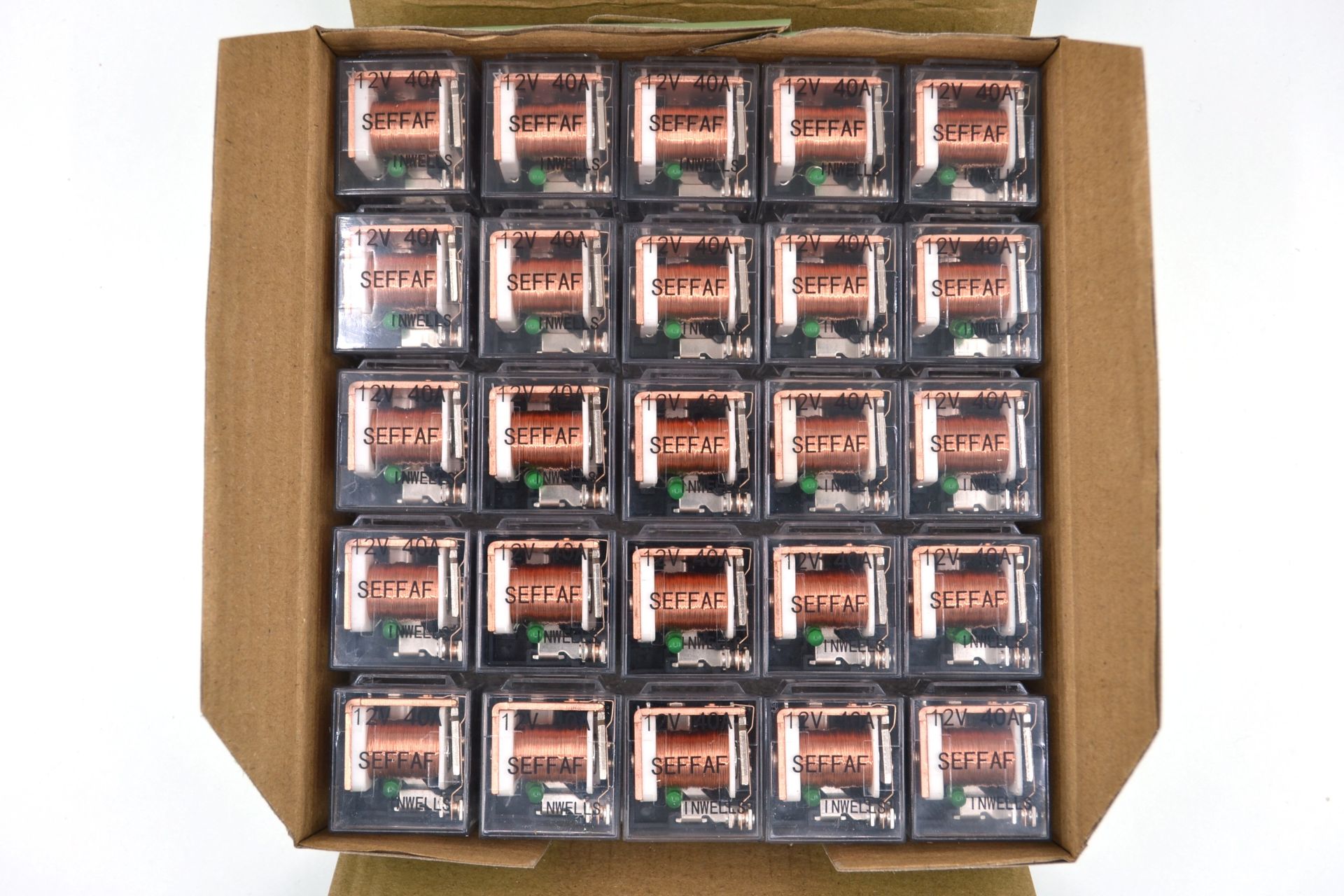 25 Adet Dirençli Mini Röle Şeffaf 12V 40A 87A 5 Fişli Yeşil Ledli
