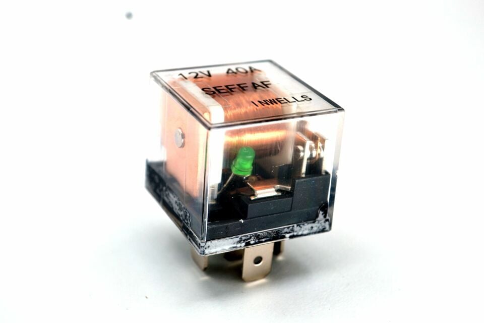 25 Adet Dirençli Mini Röle Şeffaf 12V 40A 87A 5 Fişli Yeşil Ledli