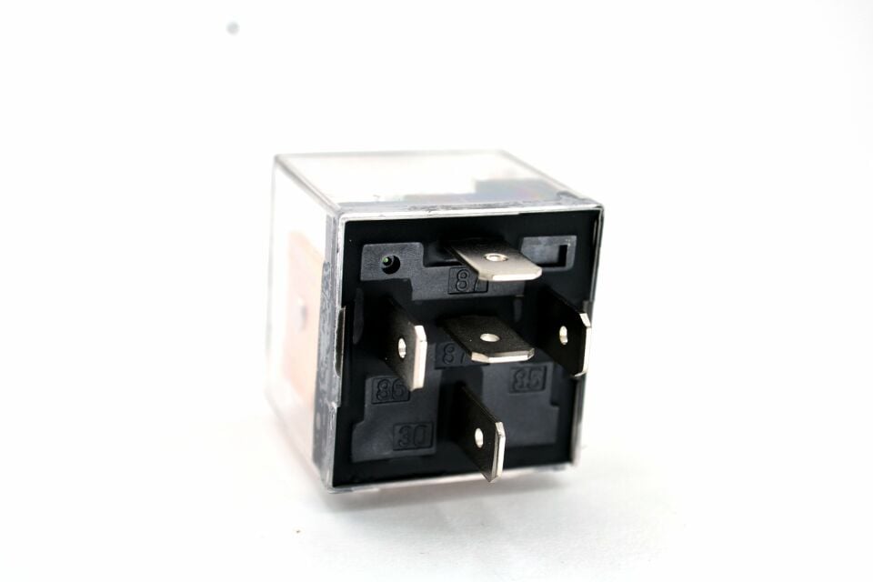 25 Adet Dirençli Mini Röle Şeffaf 12V 40A 87A 5 Fişli Yeşil Ledli