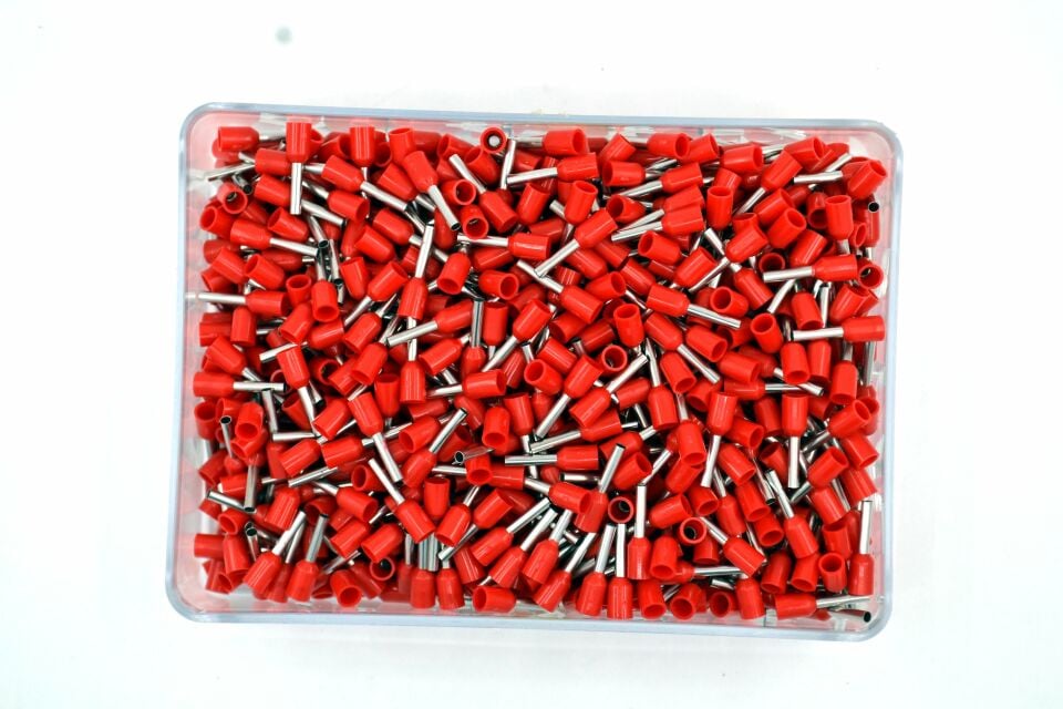 1000 Adet 1,00mm² Kablo Yüksüğü Bakır Kırmızı Yüksük MT-KY1