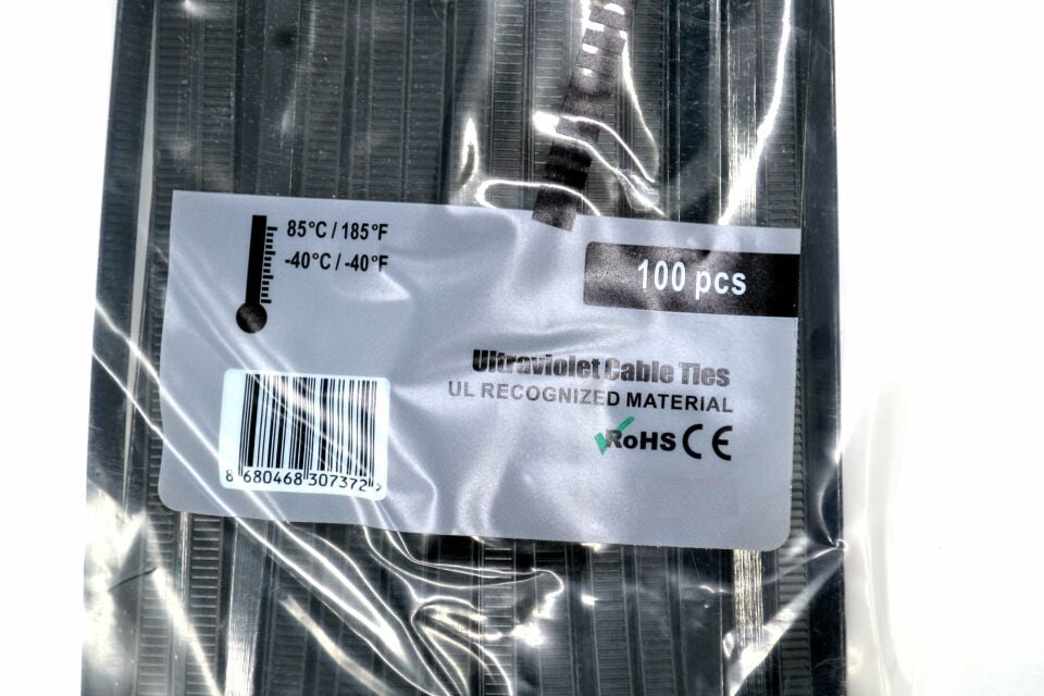 370x4,8 Ultraviyole Dayanıklı Kablo Bağı Siyah 100 Adetli Poşet MT-UV370