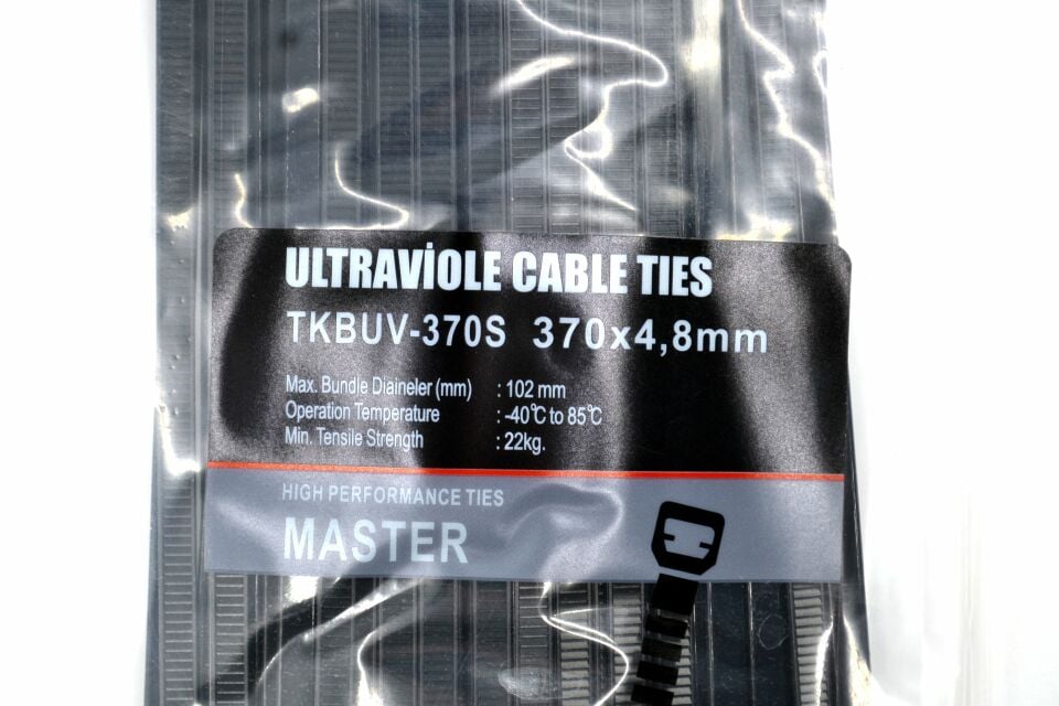 370x4,8 Ultraviyole Dayanıklı Kablo Bağı Siyah 100 Adetli Poşet MT-UV370