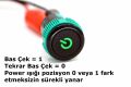 Kalıcılı 19mm 12V 20A Power Logolu Yeşil Işıklı 1-0 Elektrik Anahtarı MT-ANK11