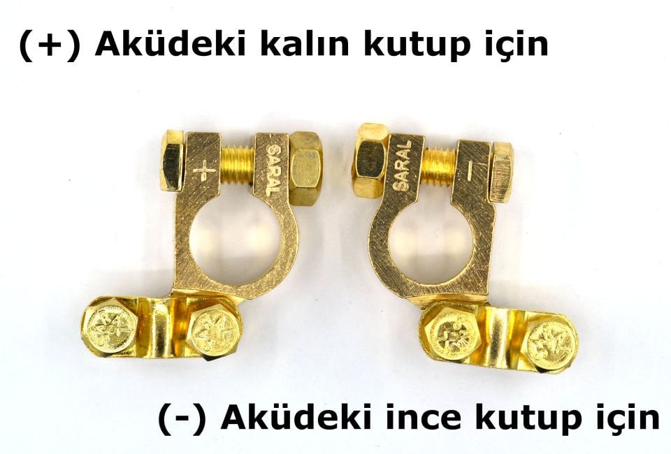 1 Takım Kalın Akü Kutup Başı Terminali Kesme Pirinç Artı Eksi SARAL