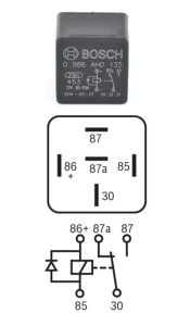 12V 30/20A Diyotlu Çift Platin Mini Röle 5 Fiş Bosch 0986AH0135